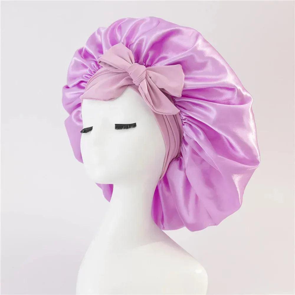 JAMBRA's Silk Over-Night Cap with Ties - JAMBRA