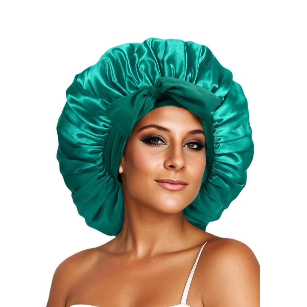 JAMBRA's Silk Over-Night Cap with Ties - JAMBRA