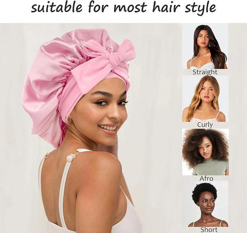 JAMBRA's Silk Over-Night Cap with Ties - JAMBRA