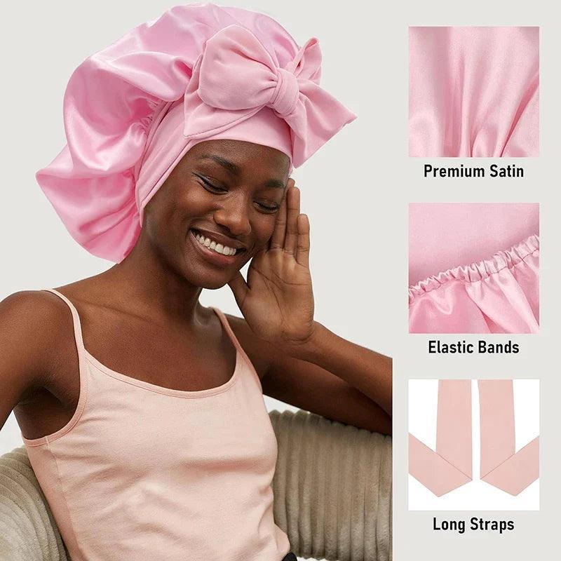 JAMBRA's Silk Over-Night Cap with Ties - JAMBRA