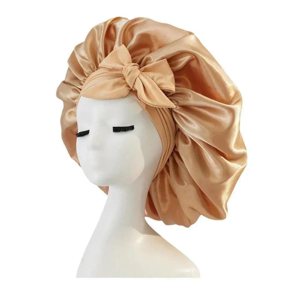 JAMBRA's Silk Over-Night Cap with Ties - JAMBRA