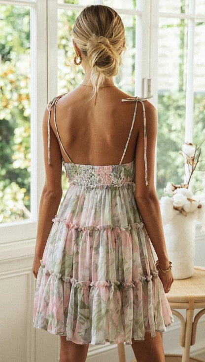 JAMBRA Women's Soft Round Neck Casual Light Weight Baby Doll Mini Dress - JAMBRA