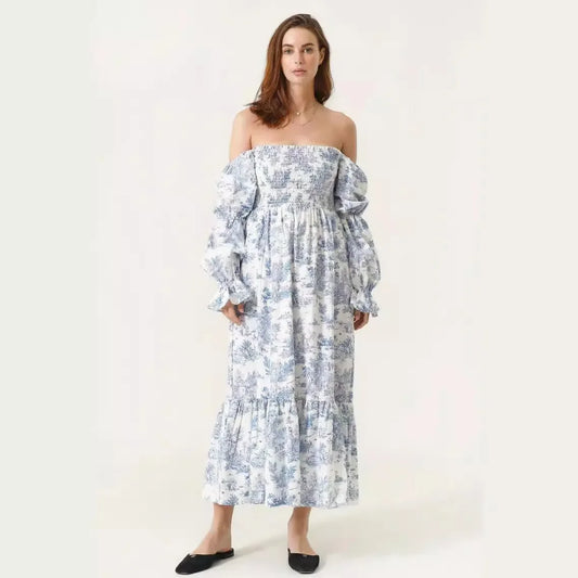 JAMBRA Women's Floral Elegance Long Sleeve Maxi Dress