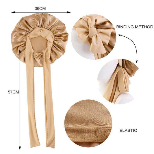 JAMBRA's Silk Over-Night Cap with Ties - JAMBRA
