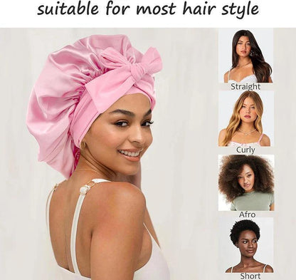 JAMBRA's Silk Over-Night Cap with Ties - JAMBRA