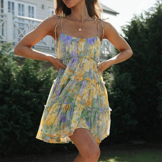 JAMBRA Women's Soft Round Neck Casual Light Weight Baby Doll Mini Dress - JAMBRA
