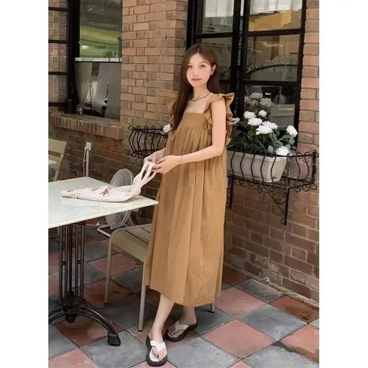 JAMBRA Women's Maternity Long Chic Dress Comfort Casual Soft Summer Dress - JAMBRA