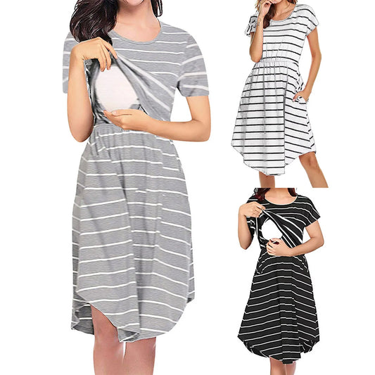 JAMBRA Women's Comfy Nursing Maternity and Postpartum Dress