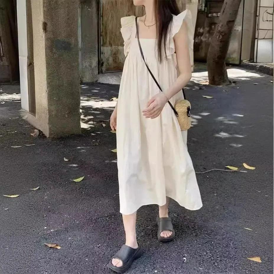 JAMBRA Women's Maternity Long Chic Dress Comfort Casual Soft Summer Dress - JAMBRA